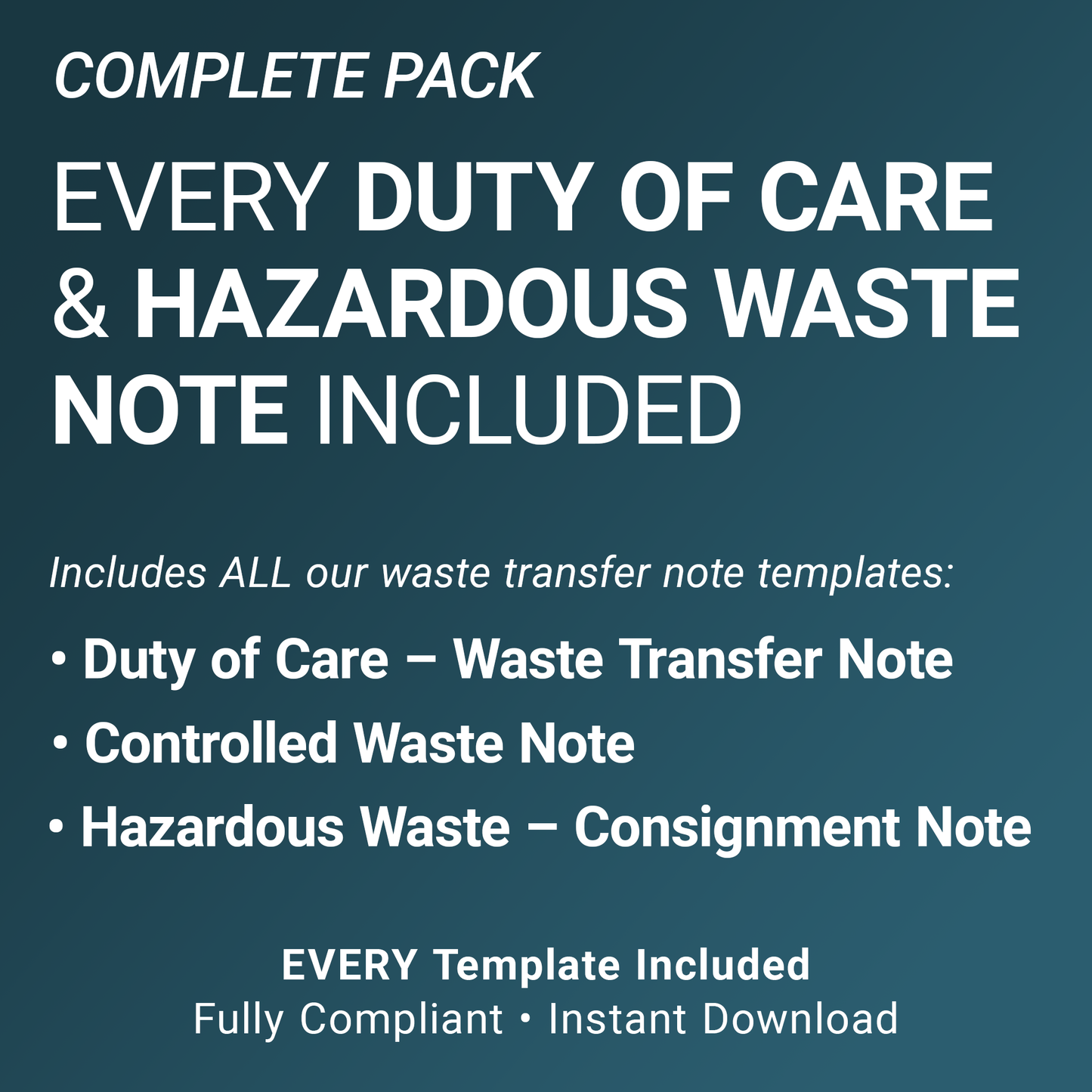 Complete Waste Transfer Note Pack UK – Duty of Care, Controlled & Hazardous Waste A4 Fillable PDFs (Docuqo 0082)
