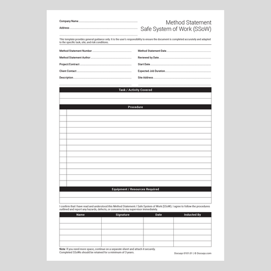 Method Statement Print Version Template | PDF Download
