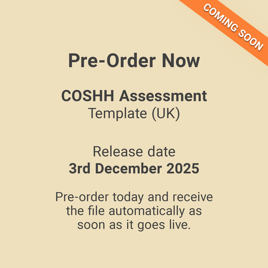 COSHH Assessment Template (UK, A4 Fillable PDF) – Docuqo 0104