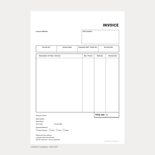 Blank Contractor Non-VAT Invoice Template – Limited Company (Docuqo 0080)