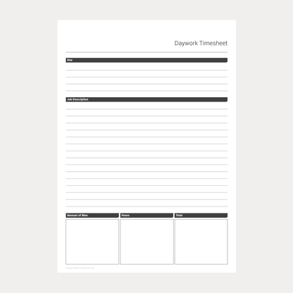 Daywork Timesheet Template – Fillable PDF A4 Download (Docuqo 0008)
