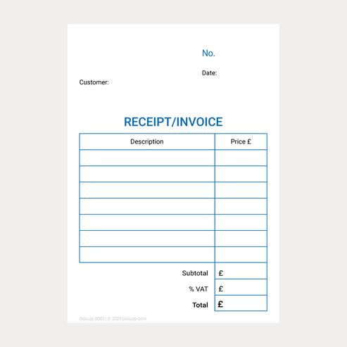 Receipt & Invoice Template – Fillable PDF (UK & Intl) – Docuqo