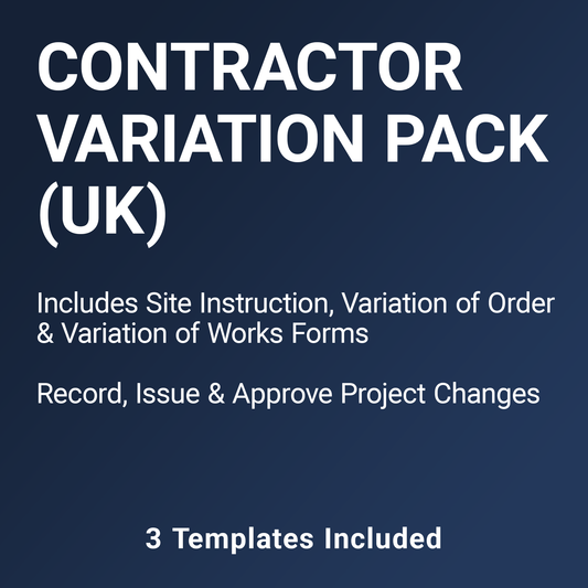 Contractor Variation Pack (UK) – Site Instruction & Variation Order Forms (Docuqo 0090)