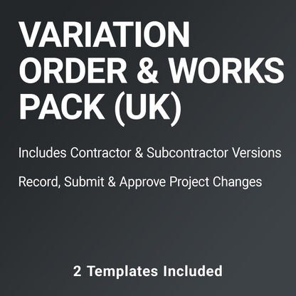 Variation Order & Works Forms Pack (UK, A4 Fillable PDFs) – Contractor & Subcontractor Templates (Docuqo 0087)