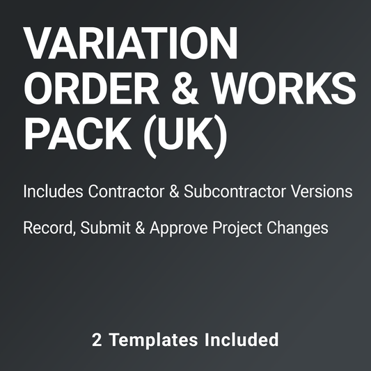 Variation Order & Works Forms Pack (UK, A4 Fillable PDFs) – Contractor & Subcontractor Templates (Docuqo 0087)