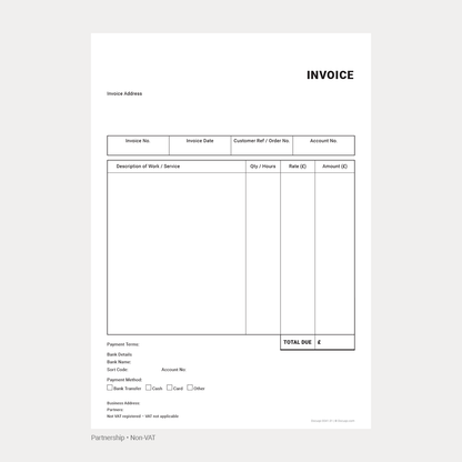 General Business Non-VAT Invoice Template Pack UK – A4 Fillable PDFs for Limited Company, Partnership & Sole Trader (Docuqo 0041)
