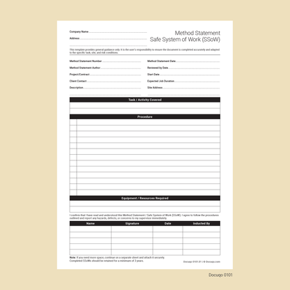Method Statement Print Version Template | PDF Download