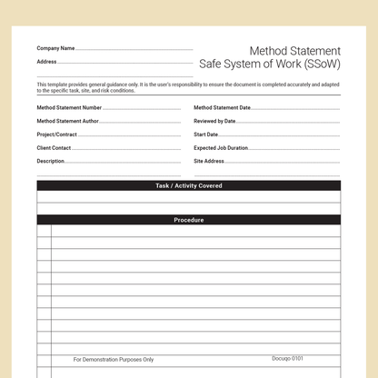Method Statement Main Template | PDF Download