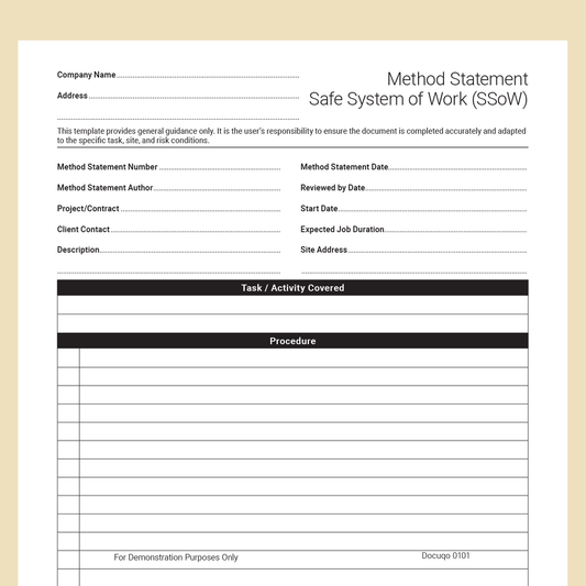 Method Statement Main Template | PDF Download