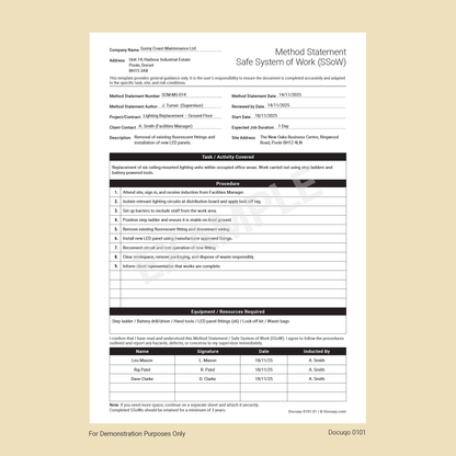 Method Statement Example Template | PDF Download
