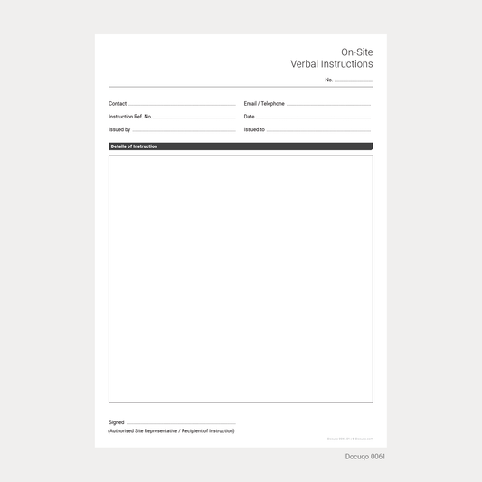 Site Instruction Form – Editable A4 PDF Template (Docuqo 0061)