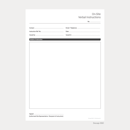 Contractor Variation Pack (UK) – Site Instruction & Variation Order Forms (Docuqo 0090)