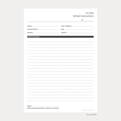 Contractor Variation Pack (UK) – Site Instruction & Variation Order Forms (Docuqo 0090)