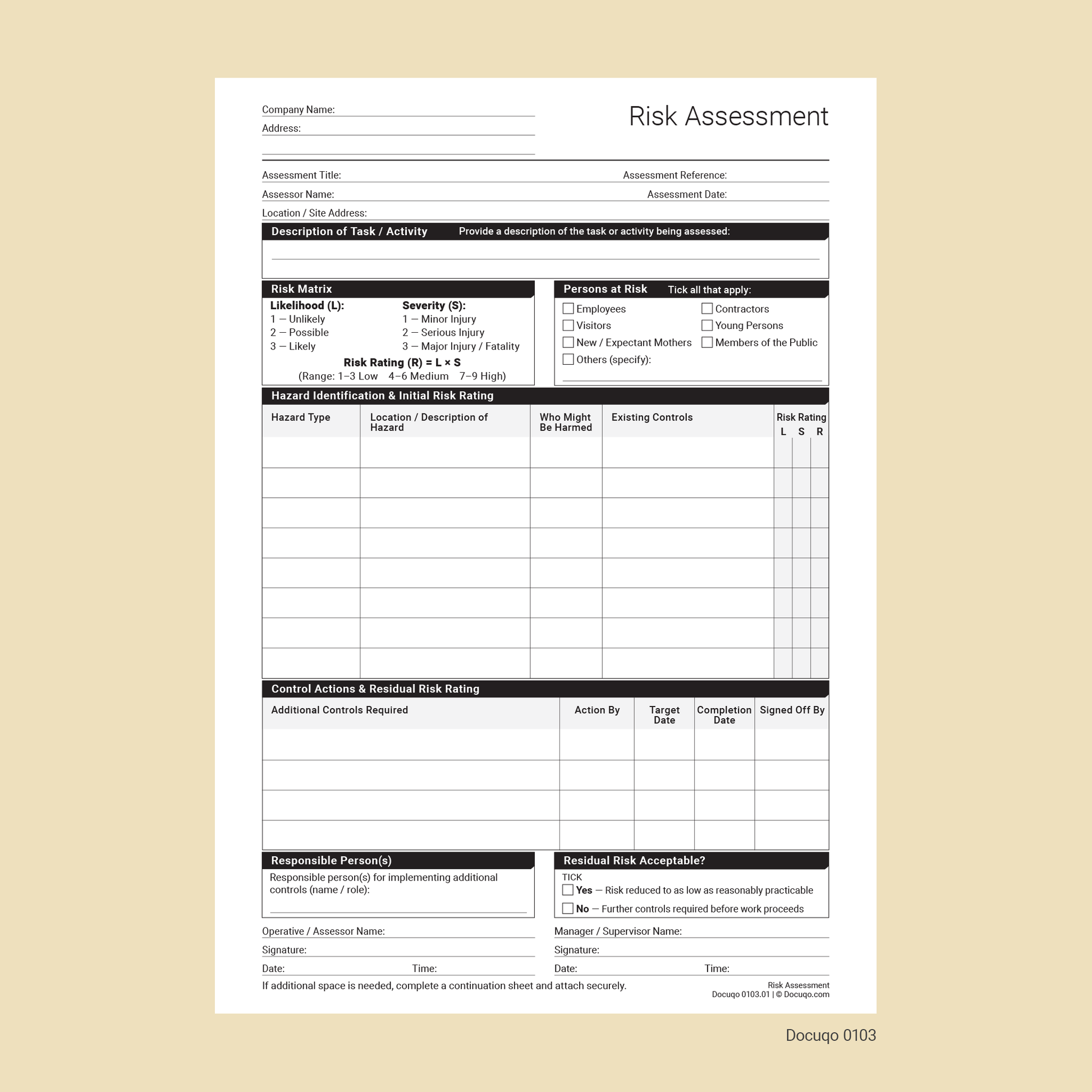Construction RAMS documents UK template