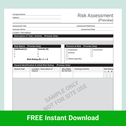 Sample Risk Assessment Preview Template FREE Docuqo 0098
