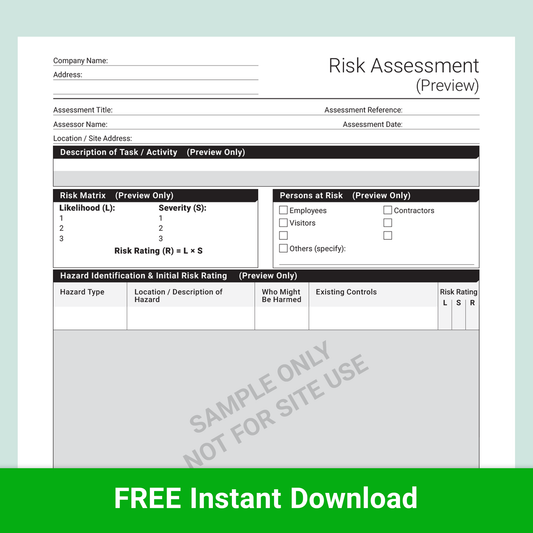 Sample Risk Assessment Preview Template FREE Docuqo 0098