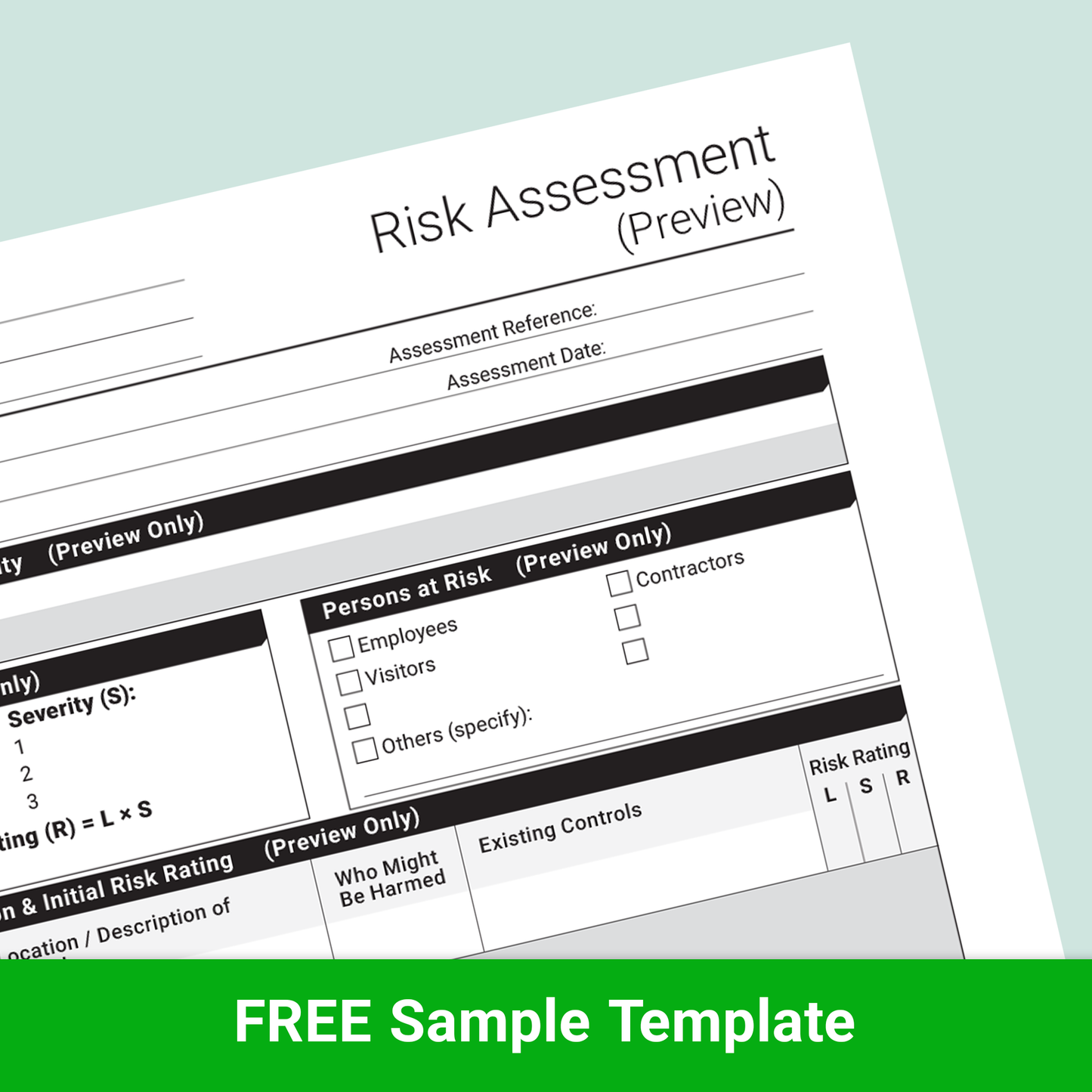 Free Sample Risk Assessment Template (UK, Preview PDF) – Docuqo 0098