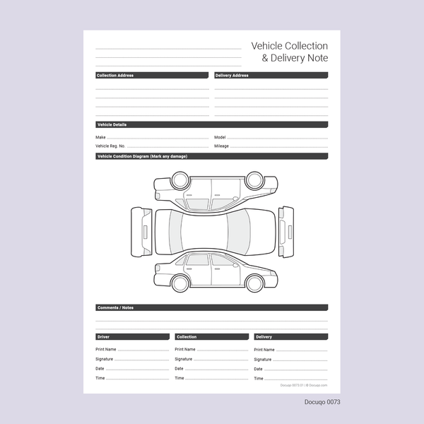 Vehicle Collection & Delivery Note (UK) – Vehicle POD / Proof of ...