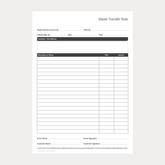 Blank Waste Transfer Note PDF template A4 – Docuqo 0003